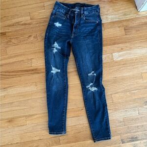 Aeropostale Dark Blue Distressed Skinny Jeans